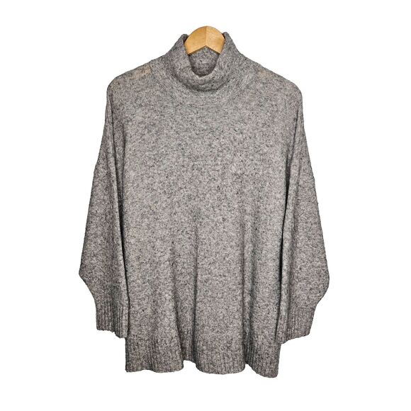JUST FEMALE Unite Knit Blouse Sweater Small Gray Mock Neck Wool Blend Oversized - Picture 1 of 7